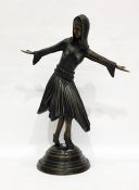 Bronzed-effect model of an Eastern dancer, 48cm high