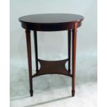 19th century circular mahogany centre table with ebony and satinwood stringing decoration, the