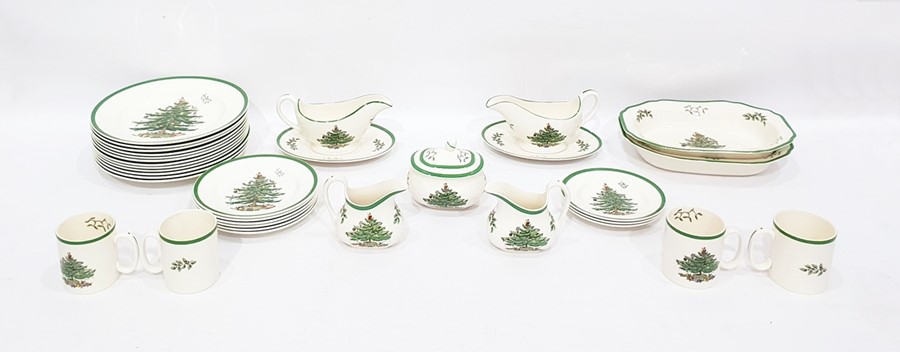 Large quantity of Spode pottery 'Christmas Tree' pattern dinnerware to include serving dishes,