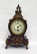 Late 19th century mantel clock with circular ivorine dial, in faux boule case with gilt metal mounts