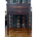19th century mahogany dressing table with lift-up top, one dummy and  one real drawer, on square