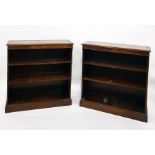 Two 20th century mahogany open bookcases to plinth bases (2)  They measure 90 wide x 30 deep and