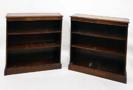 Two 20th century mahogany open bookcases to plinth bases (2)  They measure 90 wide x 30 deep and