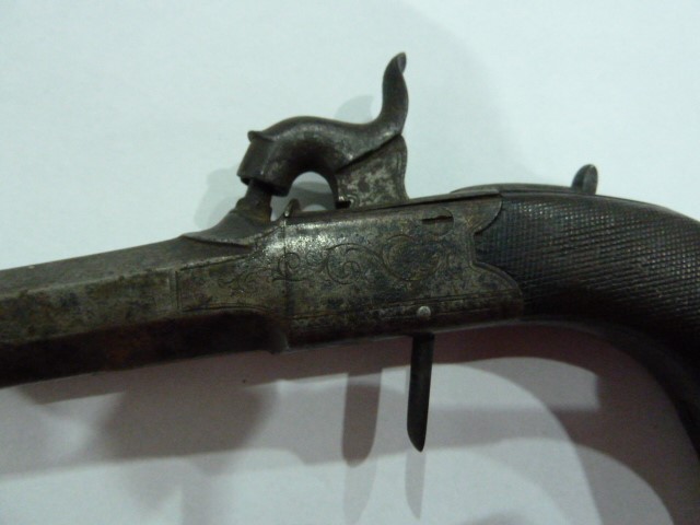 Early 20th century German pocket pistol by Anschutz, marked 'JGA DRGM' and a percussion cap pocket - Image 2 of 7