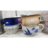 Eight ceramic chamber pots, various patterns