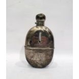Edwardian silver-mounted glass hip flask by A&J Zimmerman Limited, Birmingham 1901, of oval form,