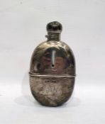 Edwardian silver-mounted glass hip flask by A&J Zimmerman Limited, Birmingham 1901, of oval form,