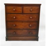 Victorian mahogany chest of two short and three long graduated drawers, on plinth base, 102cm