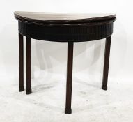George III mahogany folding demi-lune afternoon tea table, the top with inset half round moulding,