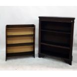 Oak four-tier open shelving unit and a further set of oak shelves with adjustable shelving (2)