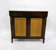 19th century marble-topped mahogany chiffonier, having white marbled top with flush fitting
