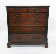 19th century mahogany chest of two short over four long graduated drawers, fluted pilasters, the