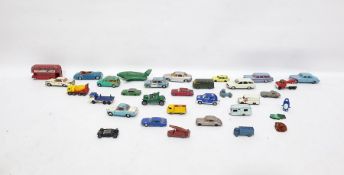 Box of assorted diecast models to include Dinky Toys 'Thunderbird 2', Dinky Toys 'Bentley '52', etc