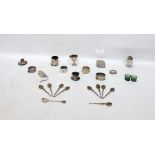 Assorted miscellaneous silver and white metal items to include miniature silver chamberstick,