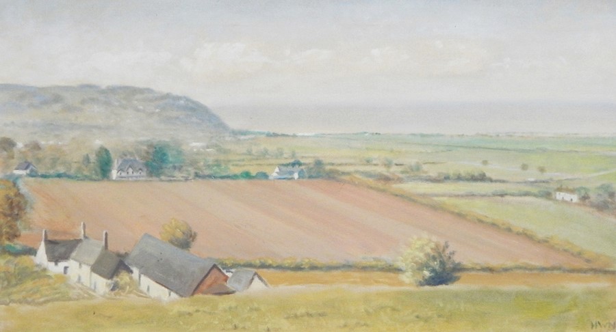 H W Newport Oil on canvas Country scene, initalled lower right, 48.5cm x 89cm
