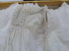 Four Victorian nightdresses, three pairs of Victorian pantaloons and two petticoats (1 box)