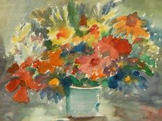 L W Buck  Watercolour  Still life study of flowers in vase, signed lower left, 49cm x 34cm and