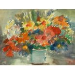 L W Buck  Watercolour  Still life study of flowers in vase, signed lower left, 49cm x 34cm and
