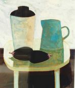 Graham Knuttel  Limited edition colour print Vase, ewer and aubergine on stand, 4/99, signed lower