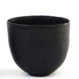 John Ward stoneware bowl, circular and slightly tapered, having black glaze, incise mark to base and