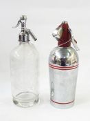 Two 20th century soda siphons to include one with etching for Waricks & Richardsons Ltd, Newark on