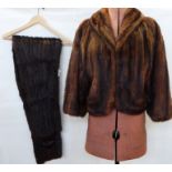 Short vintage fur jacket in black and brown stranded, labelled 'Frances Furriers, Epsom' and a