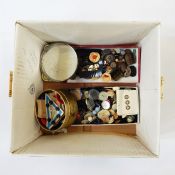 Quantity of vintage buttons and buckles (1 box)