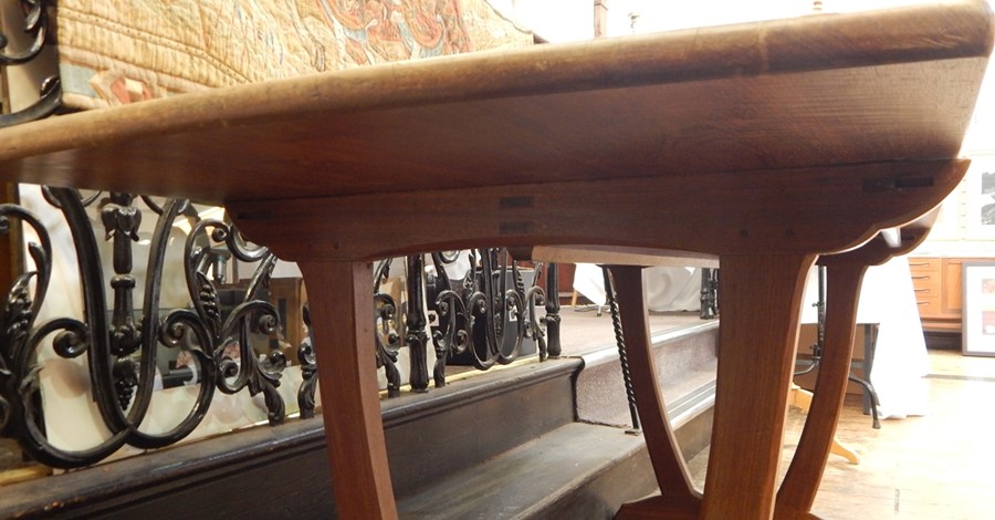 Edward Barnsley (1900-1987) circa 1940 oak refectory table, the rectangular top with curved ends - Image 5 of 10