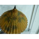 Large Chinese style garden parasol, on bamboo support ( no stand)