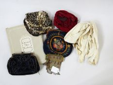 Various vintage evening bags, evening gloves, shawl and a boxed pair of Christian Dior stockings '