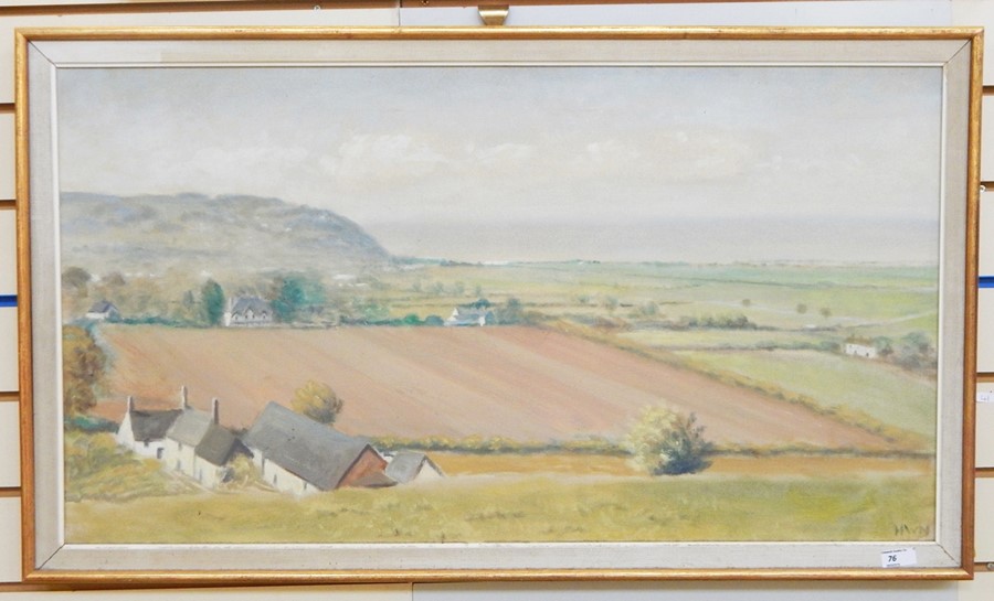 H W Newport Oil on canvas Country scene, initalled lower right, 48.5cm x 89cm - Image 2 of 2