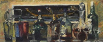 Henry St Clair  Oil on board  "Glass", signed top right, inscribed verso, 32cm x 74cm