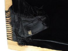 Loro Piana silk velvet and chiffon evening shawl with deep fringe, labelled 'Loro Piana, made in