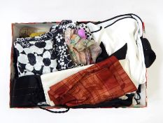 Quantity of vintage shawls, a Charnos nylon white and black nightie, etc (1 box)