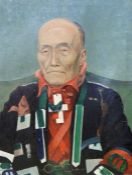 20th century school Oil on canvas Chinese figure in military uniform, unsigned, unframed, 46cm x