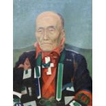 20th century school Oil on canvas Chinese figure in military uniform, unsigned, unframed, 46cm x