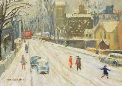 Alec Wellington  Oil on board  "Aberdeen Park 1963", signed lower left, bears City of London Art