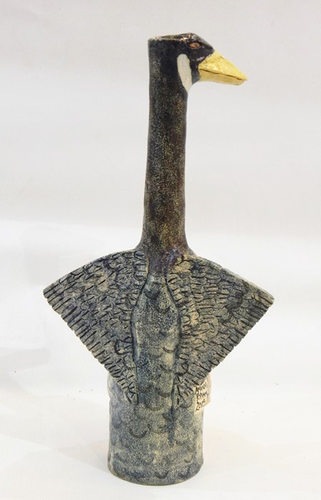 Amanda Popham (b.1954) stoneware sculpture figure "Go as a Goose", half-length figure wearing - Image 2 of 7