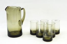 Dartington smoked glass jug and six tumblers