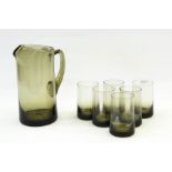 Dartington smoked glass jug and six tumblers