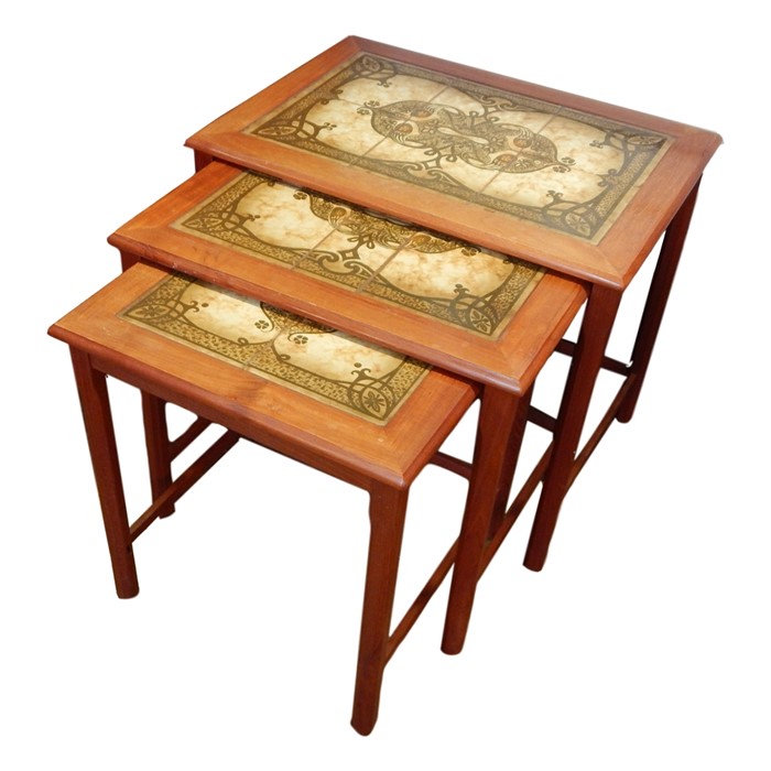 Mid 20th century Danish Toften teak nest of three tables, the tops inlaid with tiles and a Keith - Image 2 of 3