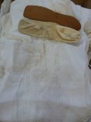 Assorted baby gowns, bonnets, Victorian/Edwardian over-sleeves, broderie anglaise capelet, a pair of