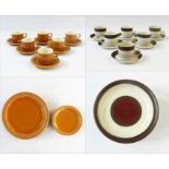 Hornsea 'Saffron' pattern dinner service for six persons and Denby pottery plates and similar cups
