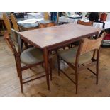 1970's Everest teak extending table on tapering legs, 128cm x 83cm approx and four matching