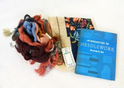 Quantity of tapestry wools, finished tapestries and others together with three books relating to