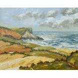 Joyce M Lawrence  Oil on board  "Worbarrow Bay, Dorset", initialled lower right, entitled verso,