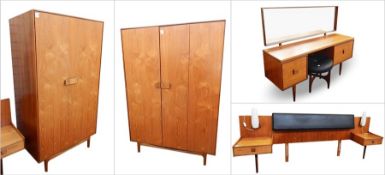 Bedroom suite designed for G-Plan by Kofod Larsen to include teak double wardrobe (122cm x 176cm),