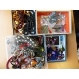 Quantity of mixed costume jewellery including necklaces, Venetian bead necklace, silver and agate