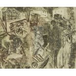 Anthony Gross (1905-1984) Black and white etching  "Children and Wheelbarrow", signed in pencil