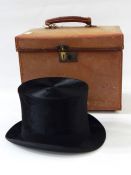 Silk top hat labelled 'Lily and Lily, Lincoln Bennett & Co, Sackville Street' (internal measurements